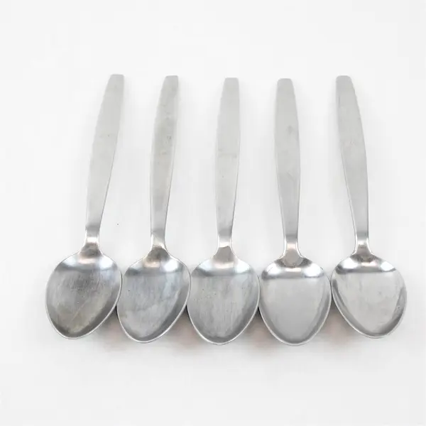 Lot of 5 National Stainless Portrait Pattern SS Oval Soup Spoons 7.25" Rare