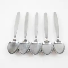 Lot of 5 National Stainless Portrait Pattern SS Oval Soup Spoons 7.25" Rare