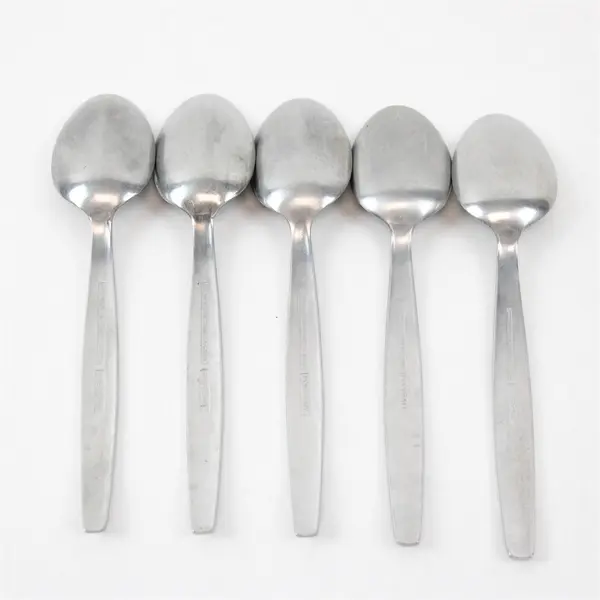 Lot of 5 National Stainless Portrait Pattern SS Oval Soup Spoons 7.25" Rare