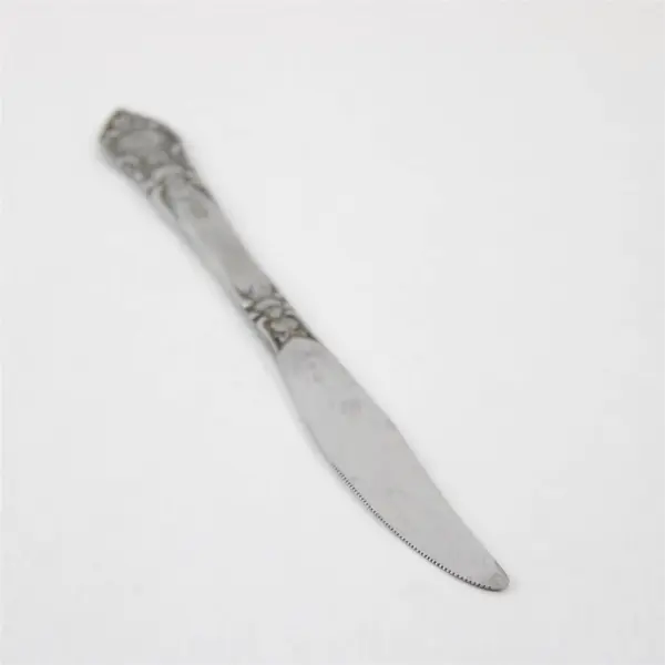 Lot of 3 National Stainless Rose & Leaf Pattern Stainless Dinner Knives 9"