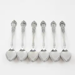 Lot of 6 National Stainless Rose & Leaf Pattern SS Teaspoons 6.5"
