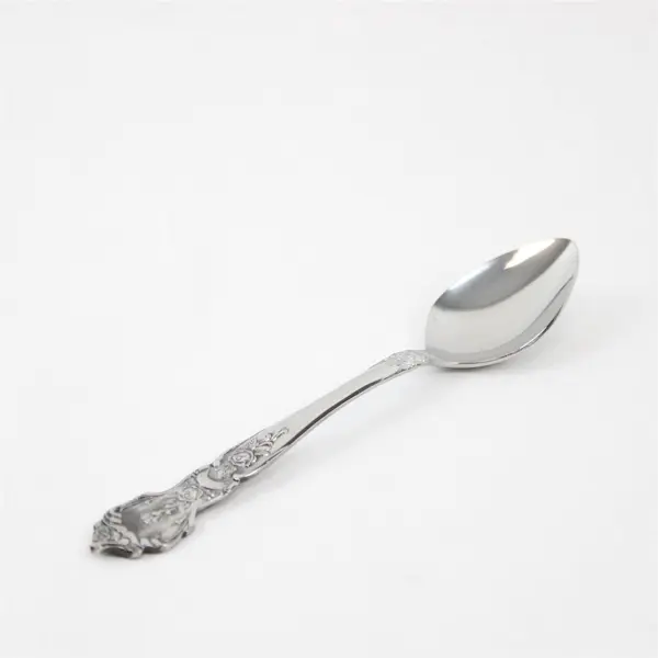 Lot of 6 National Stainless Rose & Leaf Pattern SS Teaspoons 6.5"