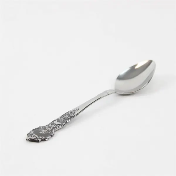 Lot of 7 National Stainless Rose & Leaf Pattern SS Teaspoons 6.5"