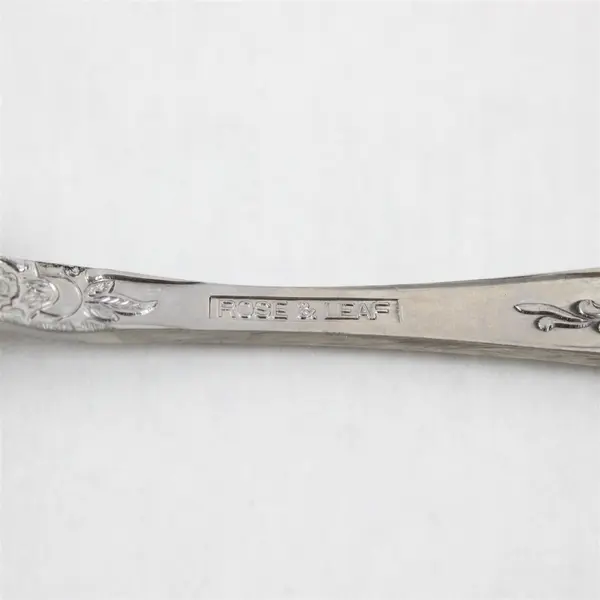 Lot of 2 National Stainless Rose & Leaf Pattern SS Sugar Spoon Butter Knife Rare