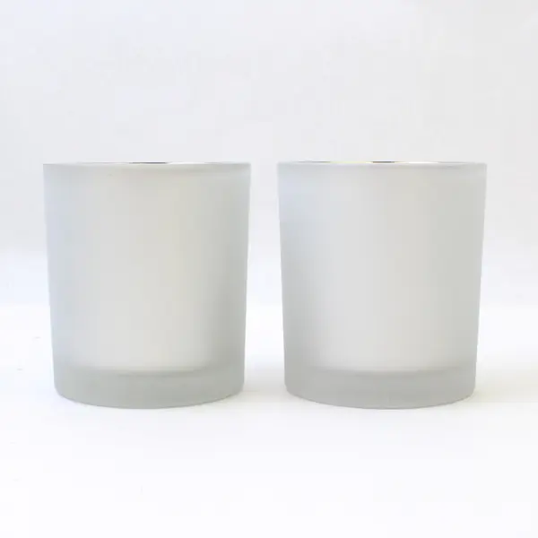 Set of 2 Frosted Glass Snowflake Votive Tealight Candle Holders Holiday