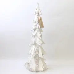 Hand-Painted White Christmas Tree Sculpture 16.5"