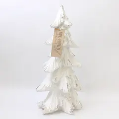 Hand-Painted White Christmas Tree Sculpture 10.5"