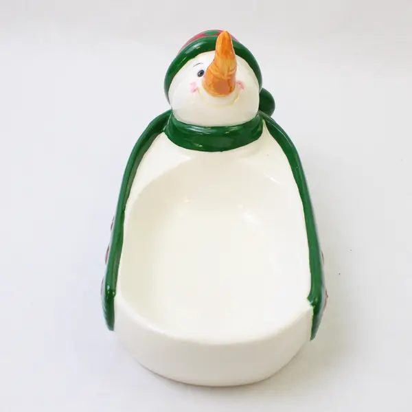 Unbranded Ceramic Snowman With Scarf & Hat Bar Soap Dish Holder 7.25" Long