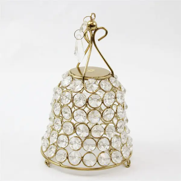 Clear Beaded and Gold-Tone Hanging Votive Candle Holder