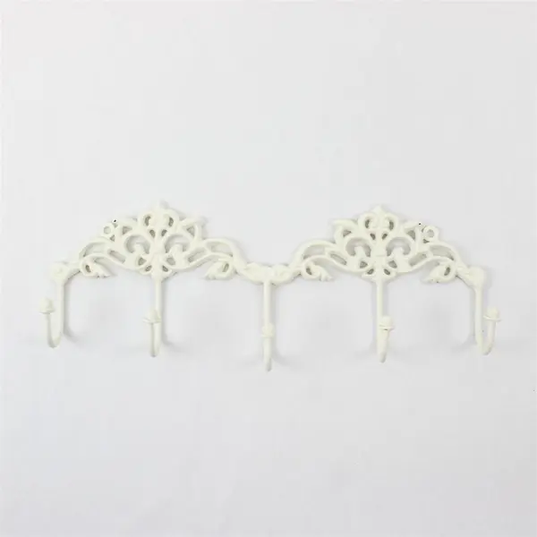 Shabby Chic White Cast Iron Scroll Design Wall Hooks