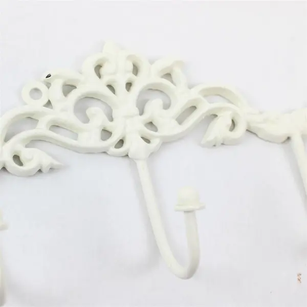Shabby Chic White Cast Iron Scroll Design Wall Hooks