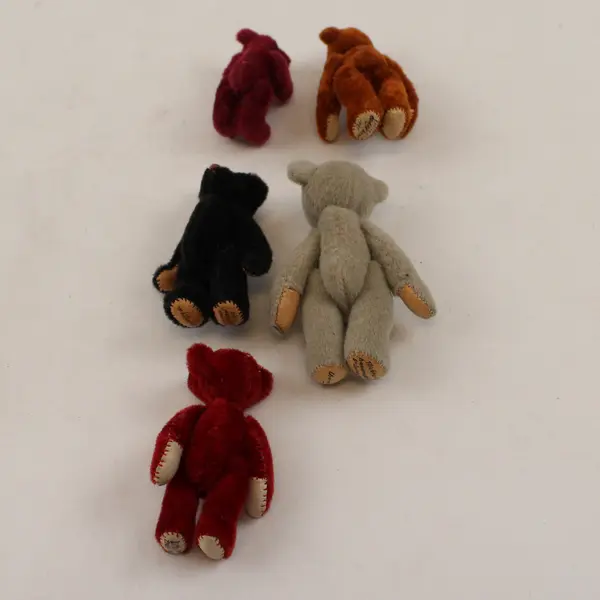 Lot of 5 Little Gem Teddy Bears Handmade Jointed Figurines by Chu-Ming Wu