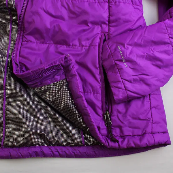 Columbia Women's L Purple Interchange Omni-Heat Collared Puffer Full Zip Jacket