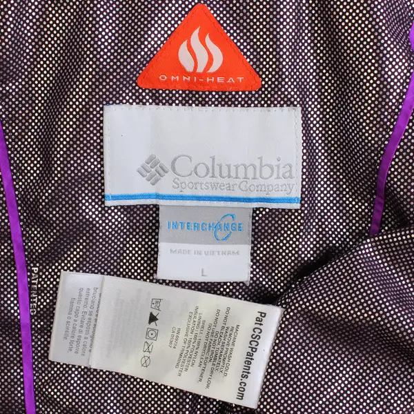 Columbia Women's L Purple Interchange Omni-Heat Collared Puffer Full Zip Jacket
