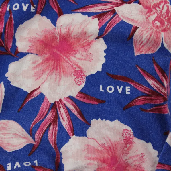 No Boundaries Pink & Blue Tropical Floral Print Capri Leggings Juniors Med 7-9