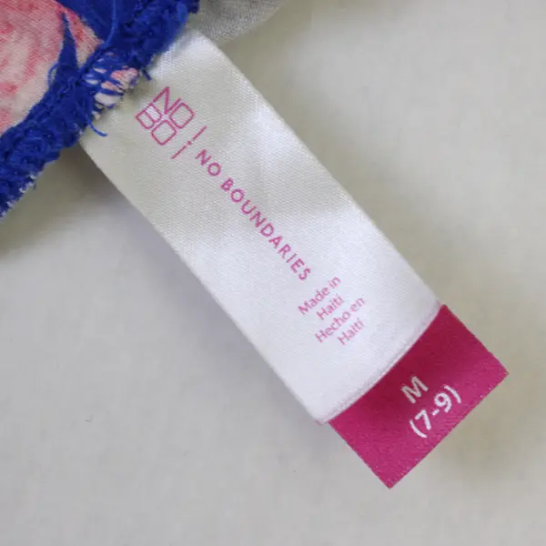 No Boundaries Pink & Blue Tropical Floral Print Capri Leggings Juniors Med 7-9