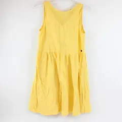 Roxy Women's S Yellow 100% Cotton Mesh Panel V-Neck Tie Back Sundress