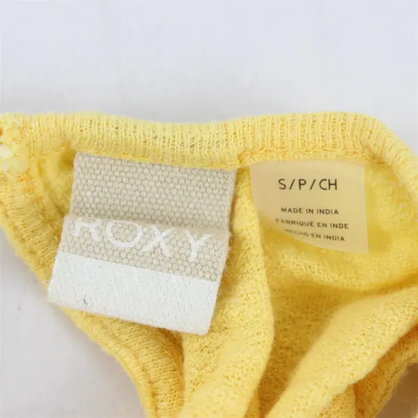 Roxy Women's S Yellow 100% Cotton Mesh Panel V-Neck Tie Back Sundress