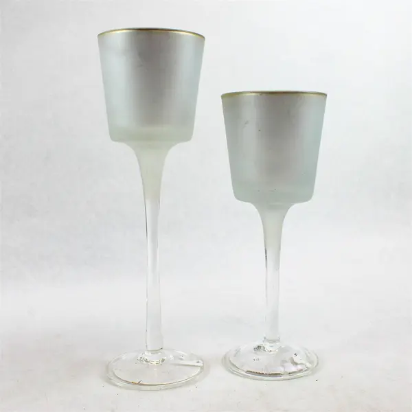 Lot of 2 Celebrate It Shimmering Crystals Frosted Candle Holders