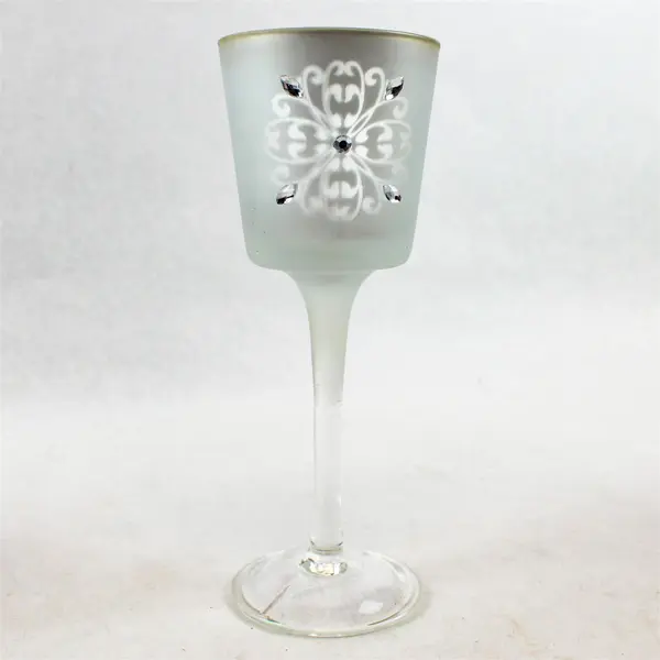 Lot of 2 Celebrate It Shimmering Crystals Frosted Candle Holders