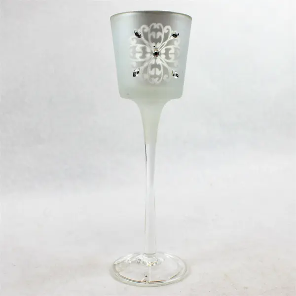 Lot of 2 Celebrate It Shimmering Crystals Frosted Candle Holders