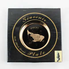C & F Collectables Pisces Horoscope Souvenir Plate Black W/ Gold Trim 6.25"