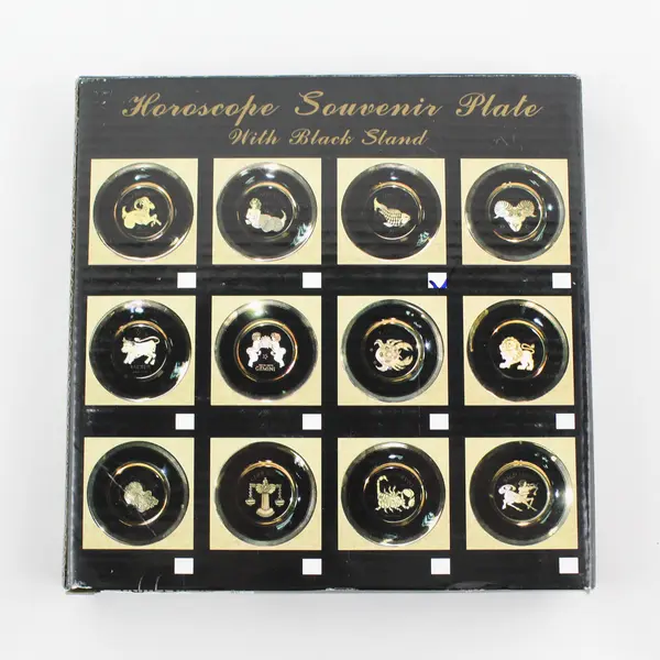 C & F Collectables Pisces Horoscope Souvenir Plate Black W/ Gold Trim 6.25"
