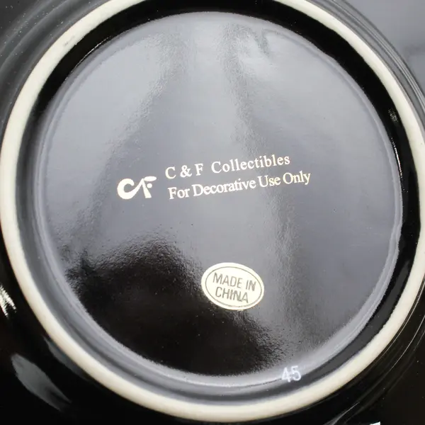 C & F Collectables Pisces Horoscope Souvenir Plate Black W/ Gold Trim 6.25"