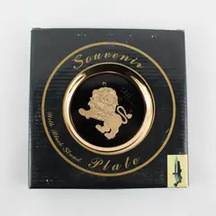 C & F Collectables Leo Horoscope Souvenir Plate Black W/ Gold Trim 6.25"