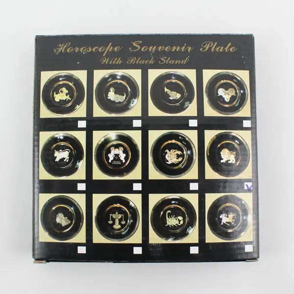 C & F Collectables Leo Horoscope Souvenir Plate Black W/ Gold Trim 6.25"
