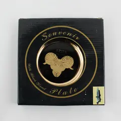 C & F Collectables Aries Horoscope Souvenir Plate Black W/ Gold Trim 6.25" 
