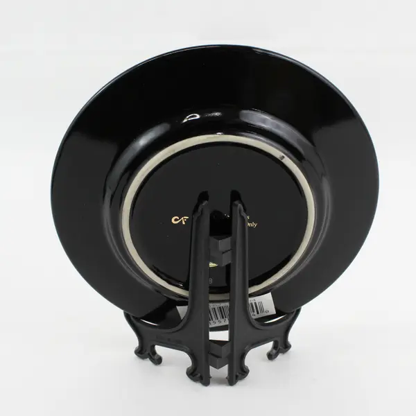 C & F Collectables Aries Horoscope Souvenir Plate Black W/ Gold Trim 6.25" 