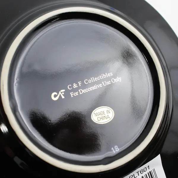 C & F Collectables Capricorn Horoscope Souvenir Plate Black W/ Gold Trim 6.25"