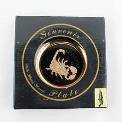 C & F Collectables Scorpio Horoscope Souvenir Plate Black W/ Gold Trim 6.25" Dia