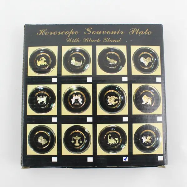 C & F Collectables Scorpio Horoscope Souvenir Plate Black W/ Gold Trim 6.25" Dia