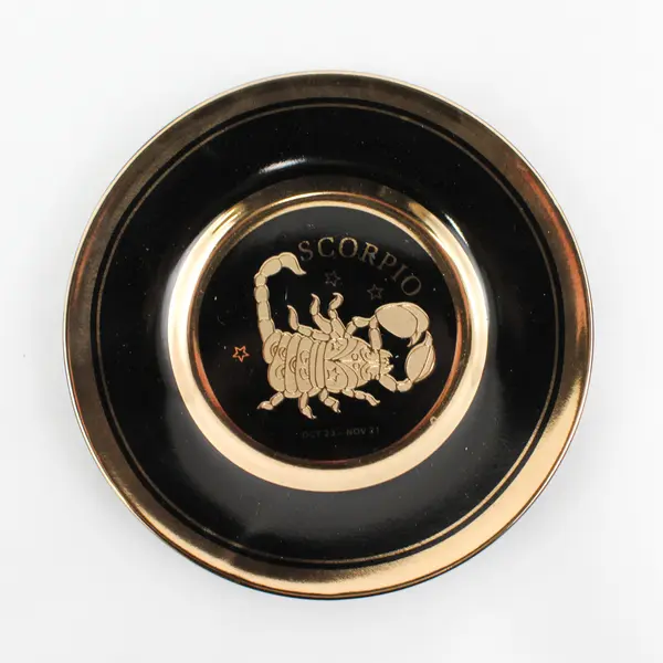 C & F Collectables Scorpio Horoscope Souvenir Plate Black W/ Gold Trim 6.25" Dia