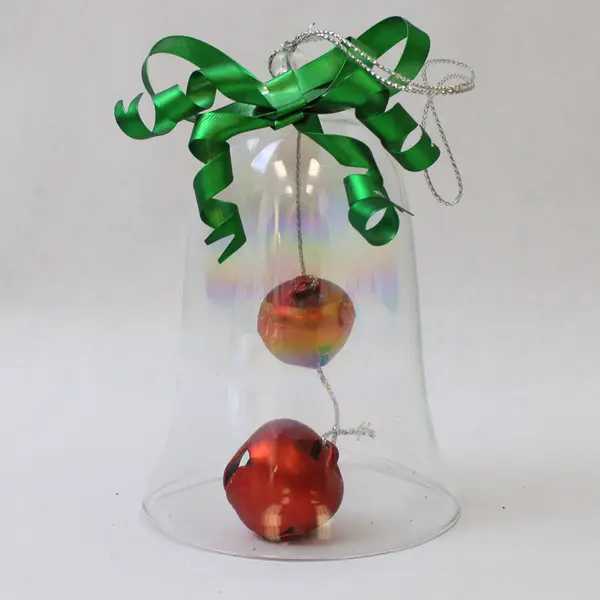 Department 56 Iridescent Glass Bell Green Metal Bow Ornament