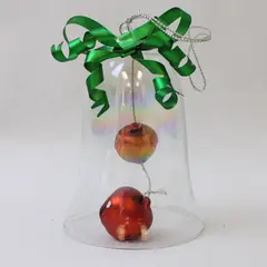 Department 56 Iridescent Glass Bell Green Metal Bow Ornament