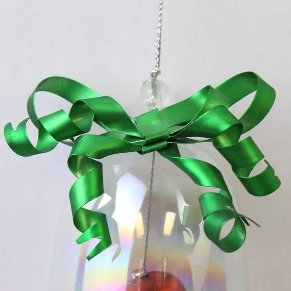 Department 56 Iridescent Glass Bell Green Metal Bow Ornament