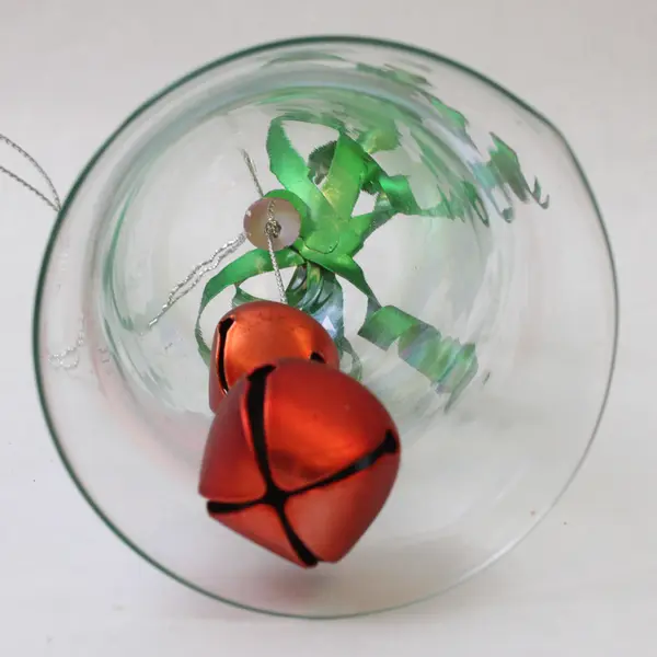 Department 56 Iridescent Glass Bell Green Metal Bow Ornament