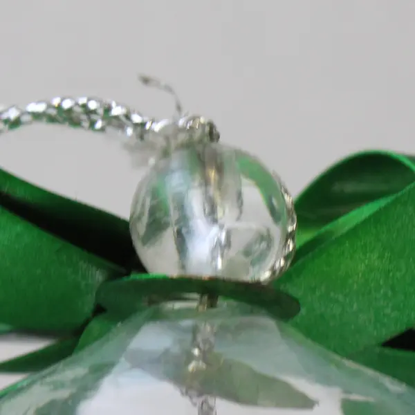 Department 56 Iridescent Glass Bell Green Metal Bow Ornament