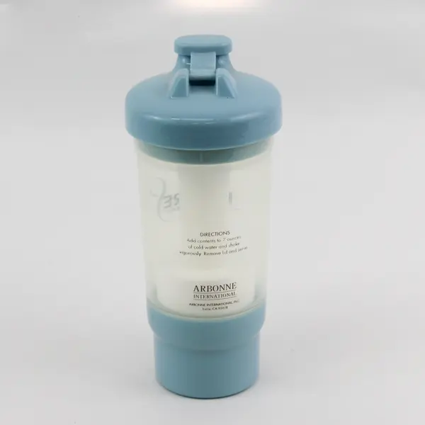 Figure Eight Weight Loss Program Clear/Blue Plastic Protein Shaker Bottle 8"