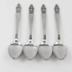 Lot of 4 National Stainless Olaf Pattern Teaspoons 6.25" SS Black Accents