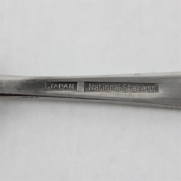 Lot of 6 National Stainless Olaf Pattern Teaspoons 6.25" SS Black Accents