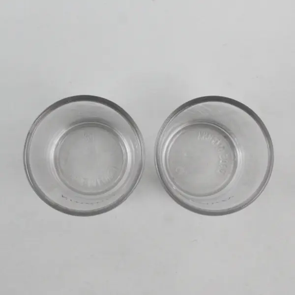Lot Of 2 Unbranded "Kindness" "Serenity" Clear Glass Votive Candle Holders 2.5"