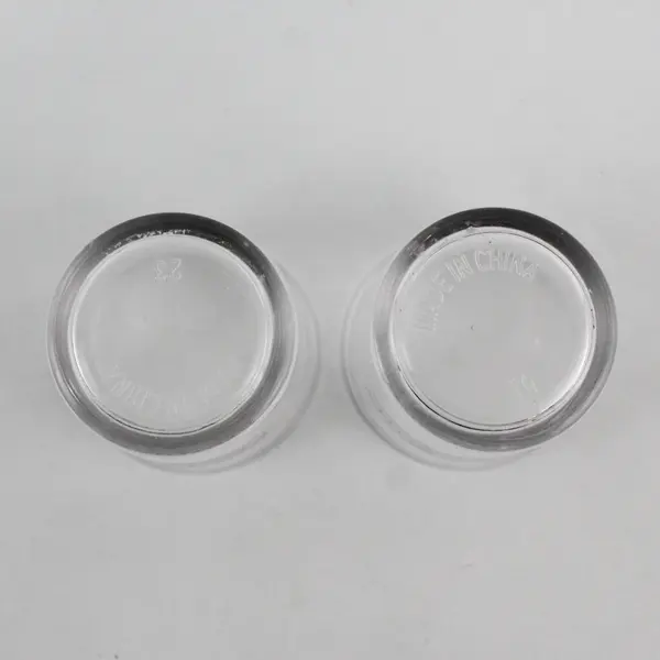 Lot Of 2 Unbranded "Kindness" "Serenity" Clear Glass Votive Candle Holders 2.5"