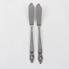 2 National Stainless Olaf Pattern Butter Knives 6.75" SS Black Accents Rare Item