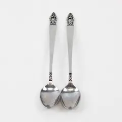 2 National Stainless Olaf Pattern Iced Tea Spoons 7.75" SS Black Accent Rare