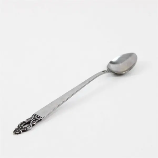 2 National Stainless Olaf Pattern Iced Tea Spoons 7.75" SS Black Accent Rare