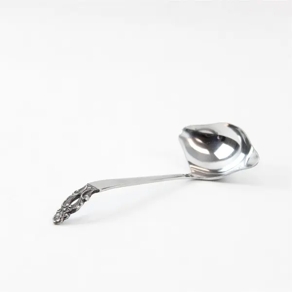 National Stainless Olaf Pattern Solid Gravy Ladle 6.5" SS Black Accent Rare 